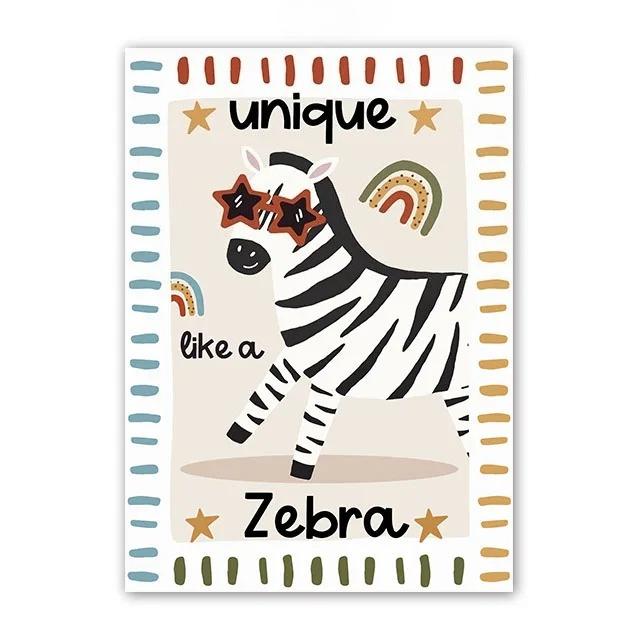 Funny Cartoon Animals Car Bus Nursery Wall Art Canvas Painting Leopard Bear Zebra Posters & Prints Pictures Baby Kids Room Decor