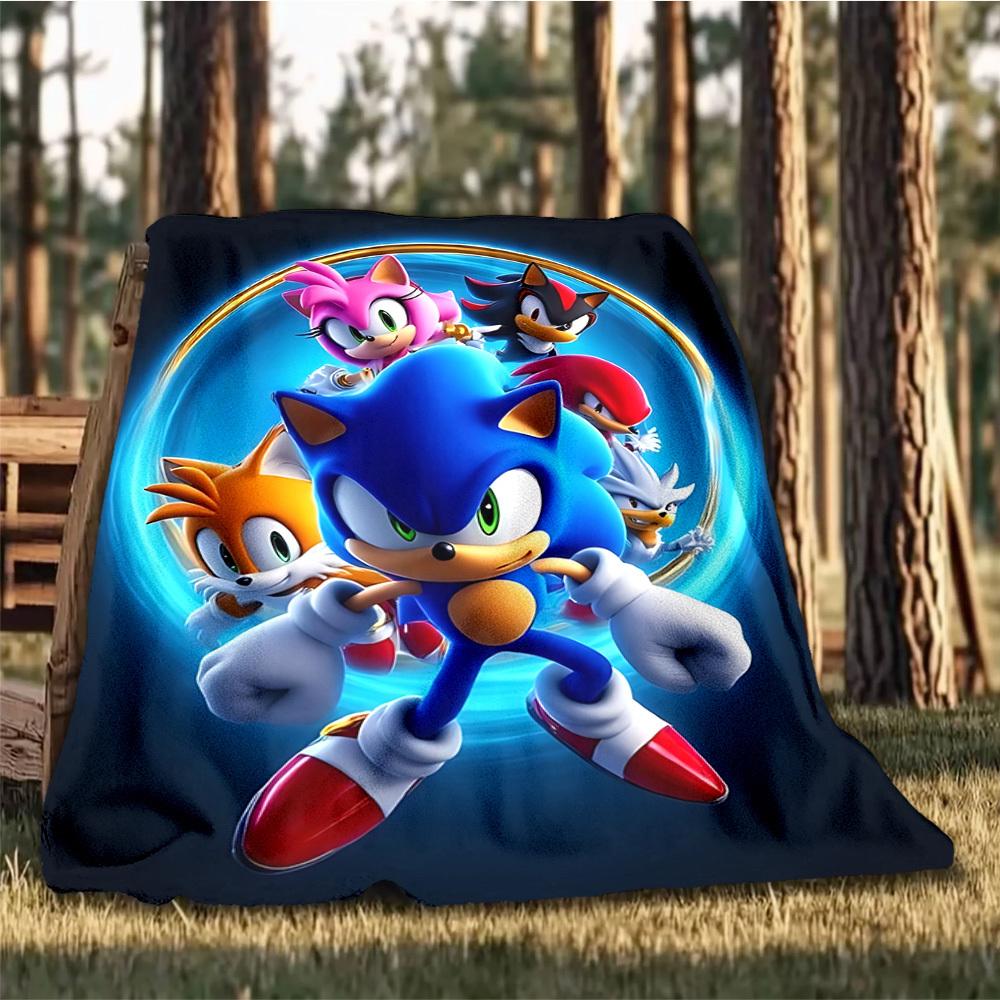 1 шт. Персонализированное фланелевое одеяло Sonic для улицы, Мягкое, Легкое, Персонализированное фланелевое одеяло, Цифровая печать,