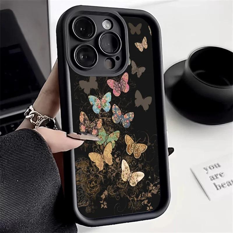 Fashion Butterfly Case For iphone 17 16pro 15pro14 13 12 11 12pro 13pro max 14plus Silicone AntiFall Protective Cover