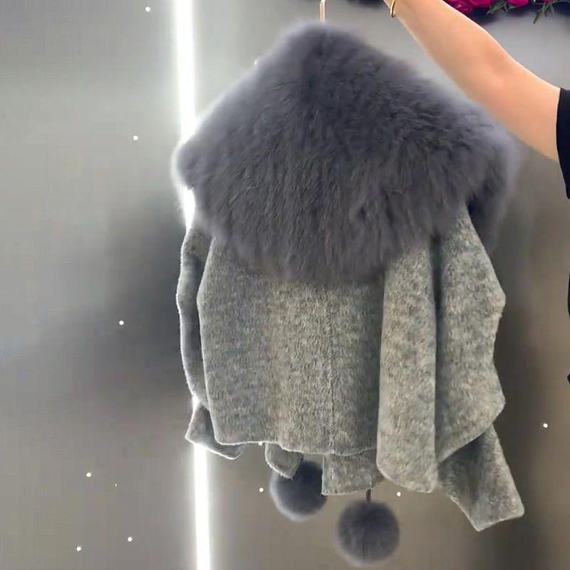 Зимний новый темпераментный свободный кардиган шерстяной пиджак с лацканами модный и тонкий короткий шерстяной пиджак