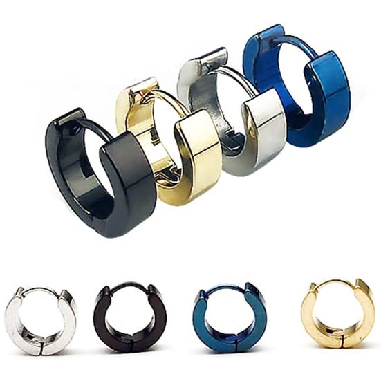 1 Pair Cool Men's Stainless Steel Huggie Hoop Earrings Casual Jewelry