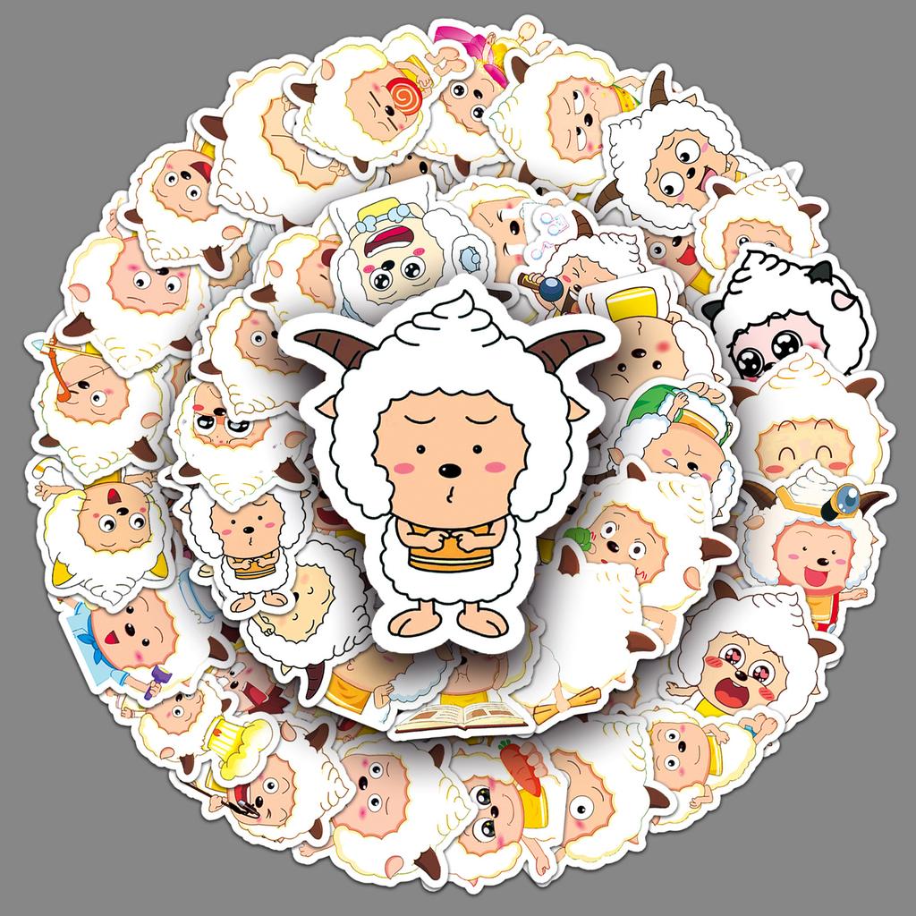 52 Pictures of Lazy Sheep Personality Cartoon Cute Characters Decorate Water Cup Mobile Phone Case Computer Graffiti Stickers