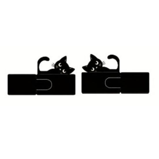 2 шт. Черные Кошки Подставки для Книг на Полки, Милый Металлический Держатель для Книг на Стол, Прочный Нескользящий Стопор для Книг для Декора Дома и Офиса