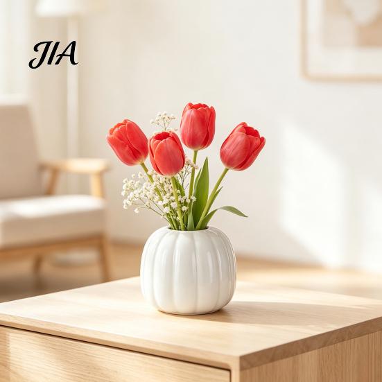 Artistic Vases for Wedding Centerpieces 5.5 Inch Resin White Vase, Modern Minimalist Tabletop Flower Nordic Style Durable Garden Decoration Decorative