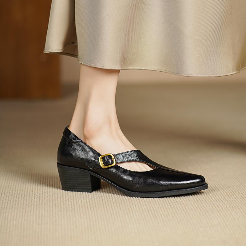 Fashion Genuine Leather Pumps Women 2025 New Arrival Comfortable Female Spring Mary Jane High Heel Casual Shoes Pumps High Heels Women