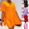 Tracksuit Solid Color V Short Split Women Neck Sleeve T-shirt Shorts Set for Sleeping