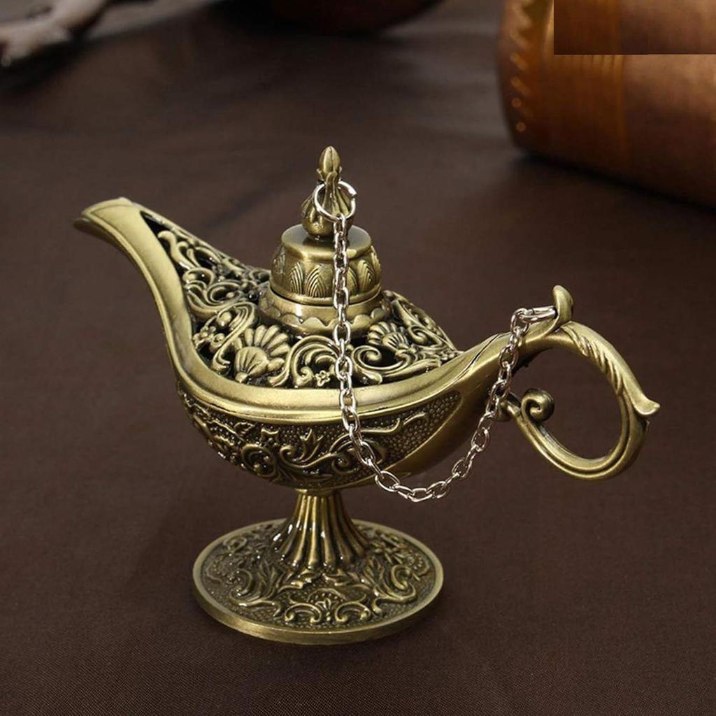 Alloy Classic Vintage Collectible Rare Legend Magic Genie Alladin Chirag Lamp for Home Office Table Housewarming Decoration