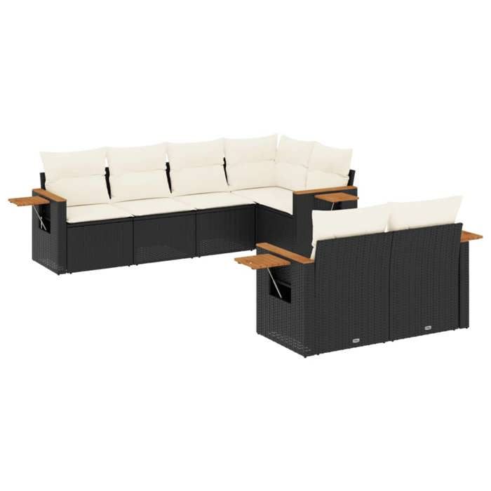VidaXL Salon de Jardin avec Coussins 7 pcs, Canapés de Terrasse, Ensemble de Meubles de Patio, Mobilier d'Extérieur, Noir 3226980