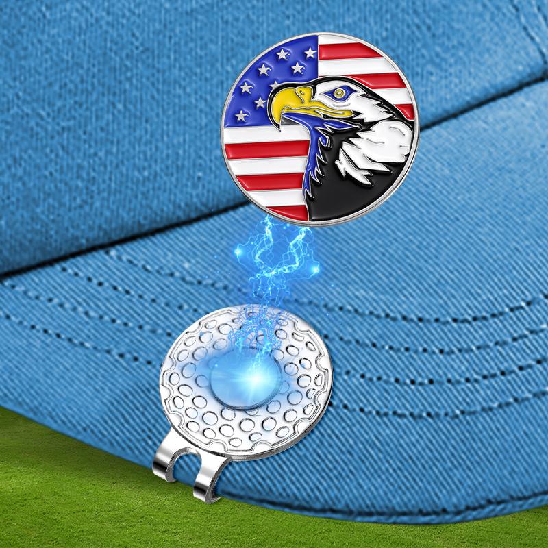 Golf Ball Markers with Magnetic Hat Clip American Flag Owl Accessories Pin Jewelry Baseball Cap Clips Gift for Golf Lover 5