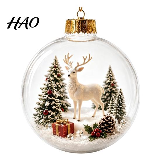 Reusable Holiday Hanging Ornaments Light Up Christmas Scene Ball Ornament with Warm LED Glowing Story for Indoor Festive Night Lights Tree Decor