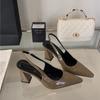 Spring and Summer New Patent Leather Thick Heel Bag Head Sandals Female Temperament Versatile Niche Square Head Rear Empty High Heel Single Shoes