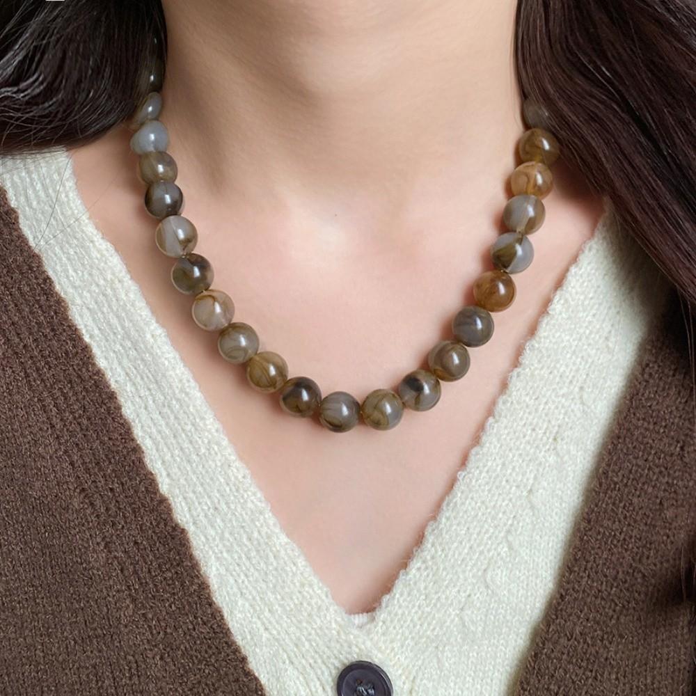 Smudging Round Beads Necklace Acrylic Collarbone Chain New Choker Necklace Gifts