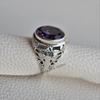 Amethyst Ring, Natural Gemstone Ring, 925 Sterling Silver Oval Designer Ring, February Birthstone, Anniversary Gift, Purple Stone Ring