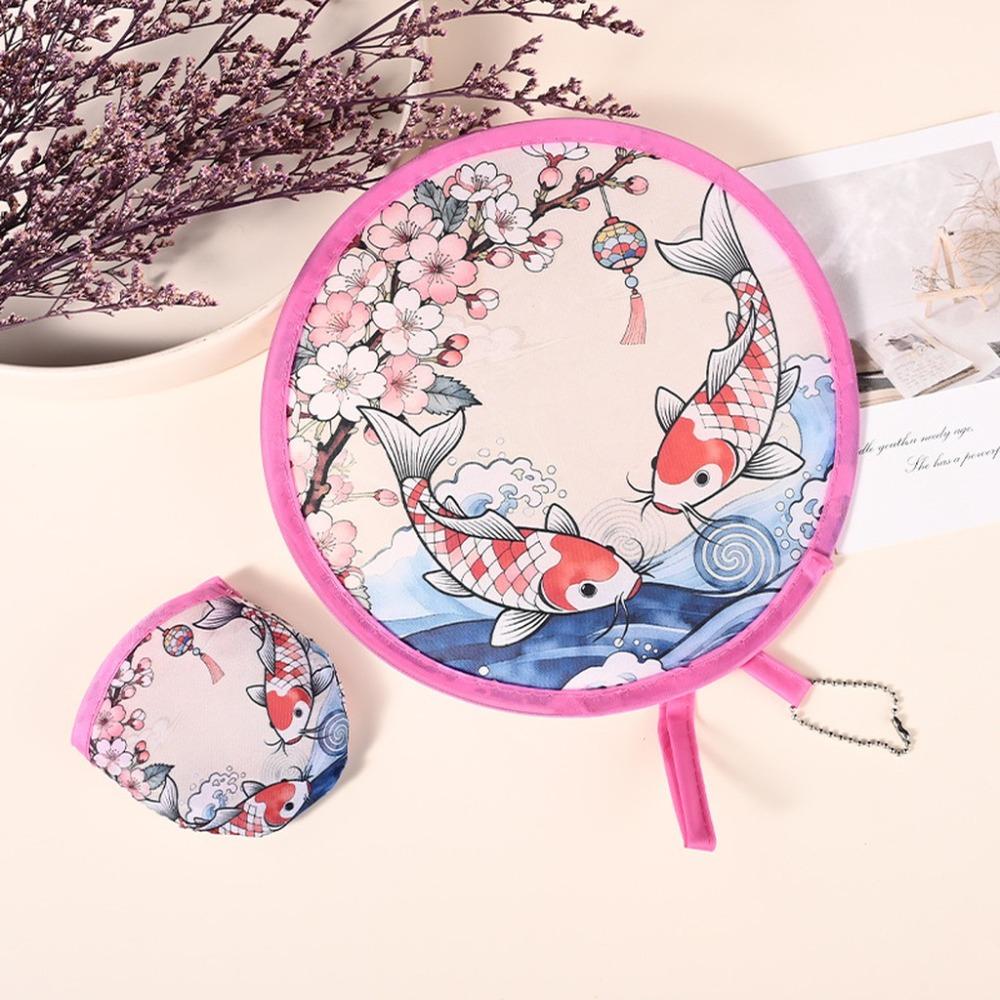 Polyester Portable Cooling Fan Summer Round Handheld Fan New Foldable Hand Fan Outdoor Activities