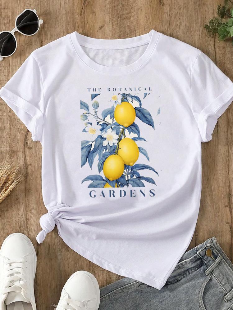 (Asian Size) Trend Sweet 90s Cute Print O-neck Short Sleeve T-shirts Fashion Casual Women's Top T Female Clothing Graphic Tee