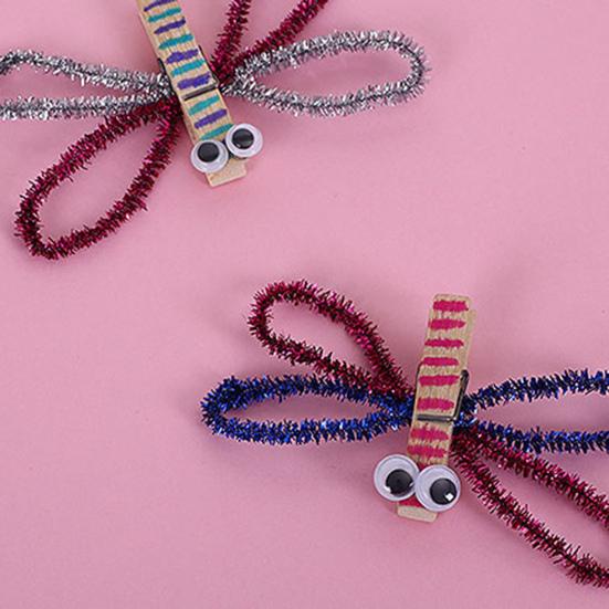 100Pcs Glitter Chenille Stems Flexible Bendable Plush Tinsel Stems Kids Educational DIY Craft Supplies Toys Crafting