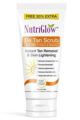 Nutriglow Скраб для удаления загара с молочным протеином и солодки для глубокого отшелушивания, лечения загара, черных точек и жирной кожи, для всех типов кожи, 65 г