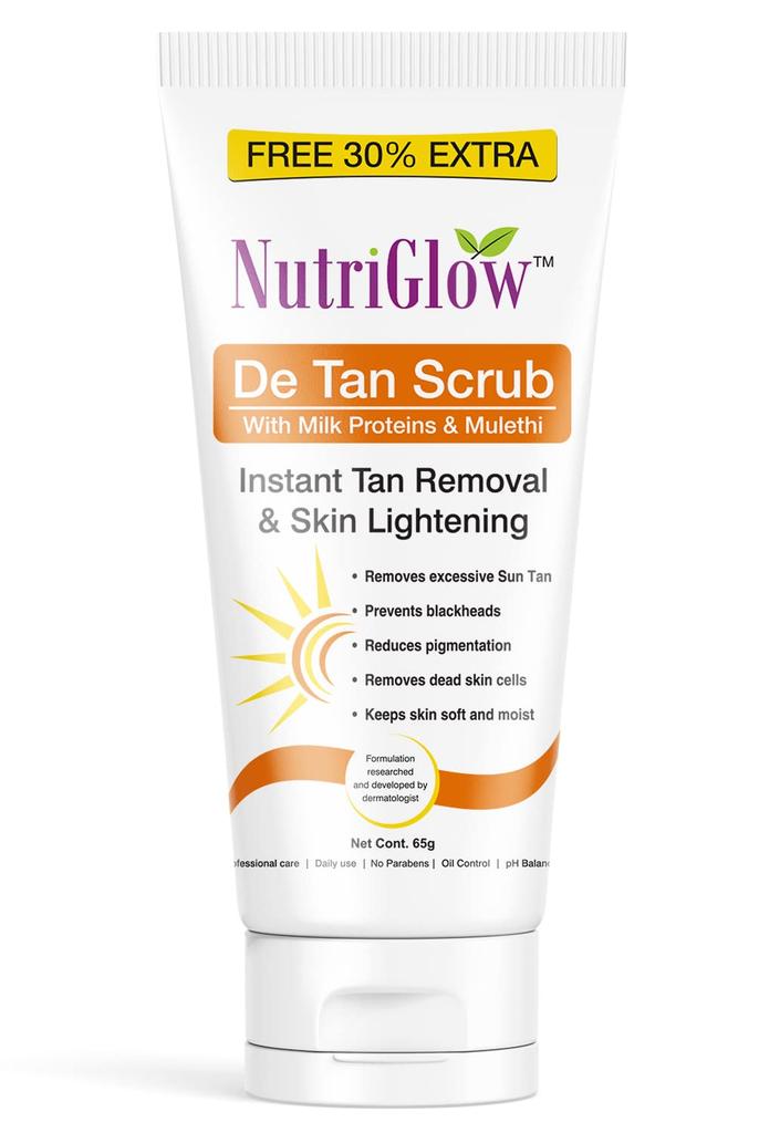 Nutriglow Скраб для удаления загара с молочным протеином и солодки для глубокого отшелушивания, лечения загара, черных точек и жирной кожи, для всех типов кожи, 65 г