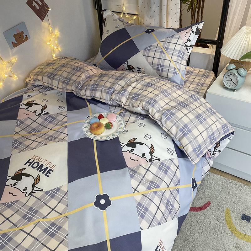 Кровать с рисунком из трех предметов, милый пододеяльник, детские простыни, постельные принадлежности для студенческого общежития