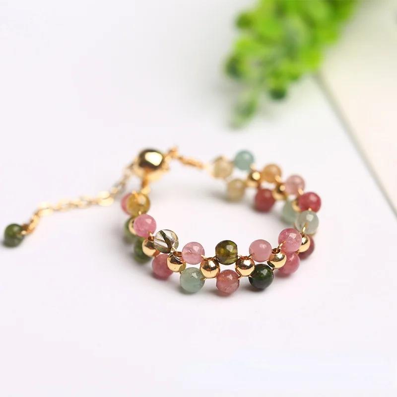 Natural Crystal Ring For Women Agate Tourmaline Moonstone Pearl Faceted Adjustable Winding Wire Ring Wedding Jewelry