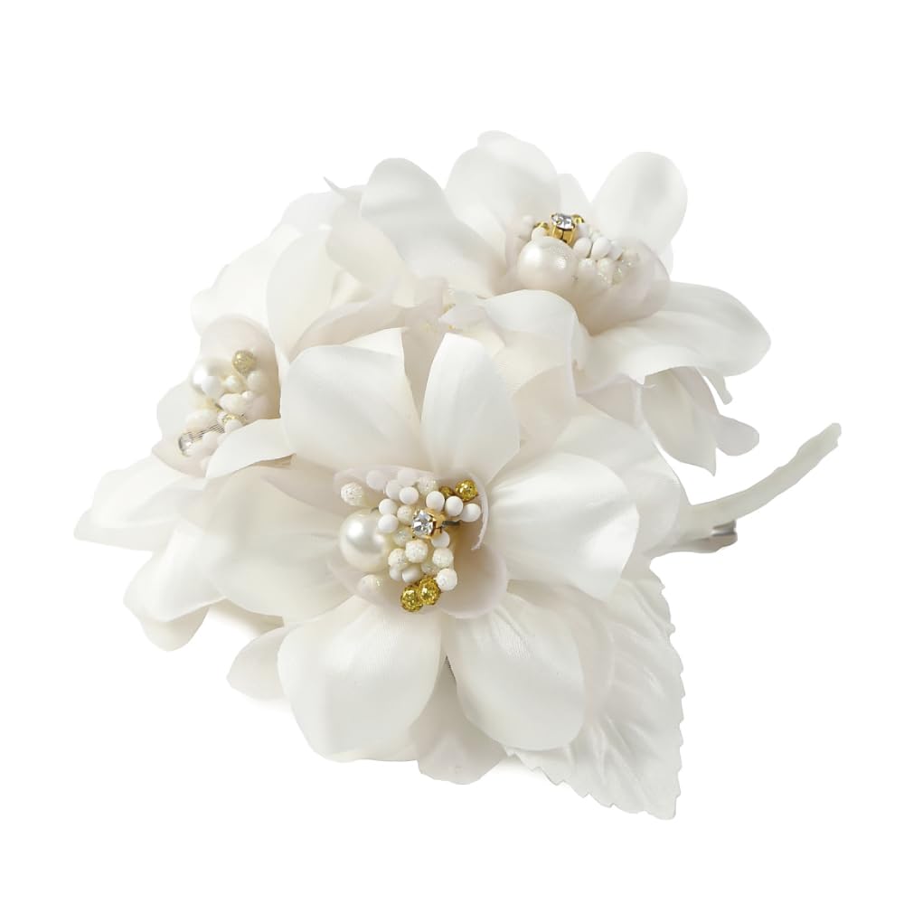 Gorgeous Three Flower Corsage Brooch Clip 2WAY Formal Entrance Ceremony Graduation Ceremony Wedding Special Occasion Pearl Rhinestone [Crane's