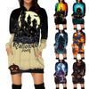 Women's Fashion Loose Casual Pocket Long Sleeve Hoodie Printed Sweatshirt Top