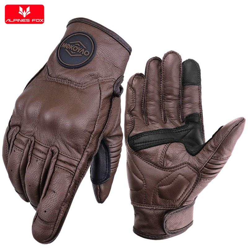 Full Grain Leather Motorcycle Gloves Men Women Touchscreen Compatible Crash Protection Riding Gear