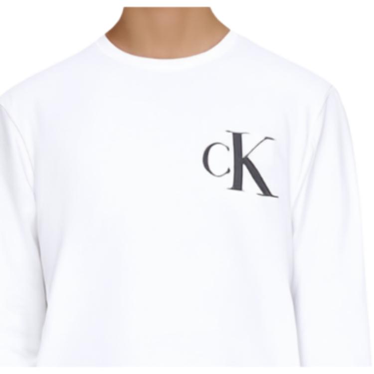 Calvin Klein Ss23 Однотонная футболка с круглым вырезом и длинным рукавом, мужские топы, белая 40HM826-540
