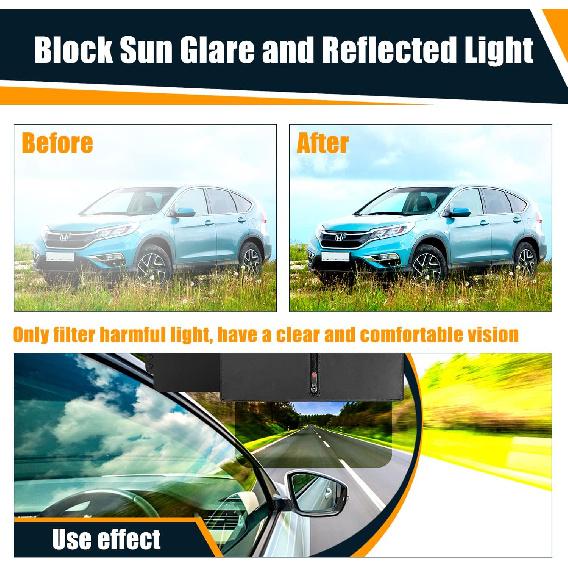 Veharvim 2 Pack Polarized Sun Visor Extender/ Extension With PC Lens And Side Sunshade, Anti-Glare, UV-Filtering For Car With Zipper Slider (Driver +