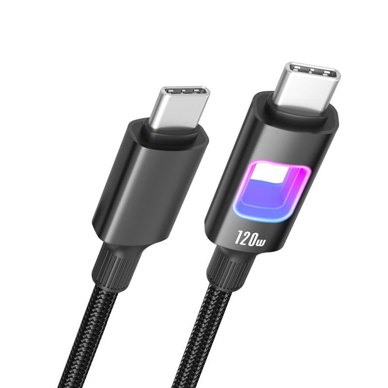 RGB 120 Вт Быстрая Зарядка Двойной Type-C Кабель для Автомобильных Зарядных Устройств Apple и Huawei
