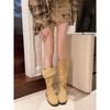 Skinny Boots 2025 Autumn and Winter New Thick Heel Solid Color Foot Slip Boots Can't Wear Knee Boots Temperament Martin Boots