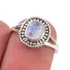 Натуральный Радужный Лунный Камень Драгоценный Камень Ручной Работы Кольцо из Стерлингового Серебра 925 пробы Р.5.5 F3A45