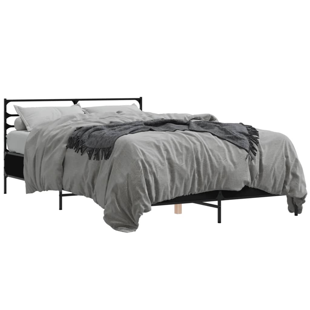 Bed Frame Black 120x200 cm Particleboard and Metal