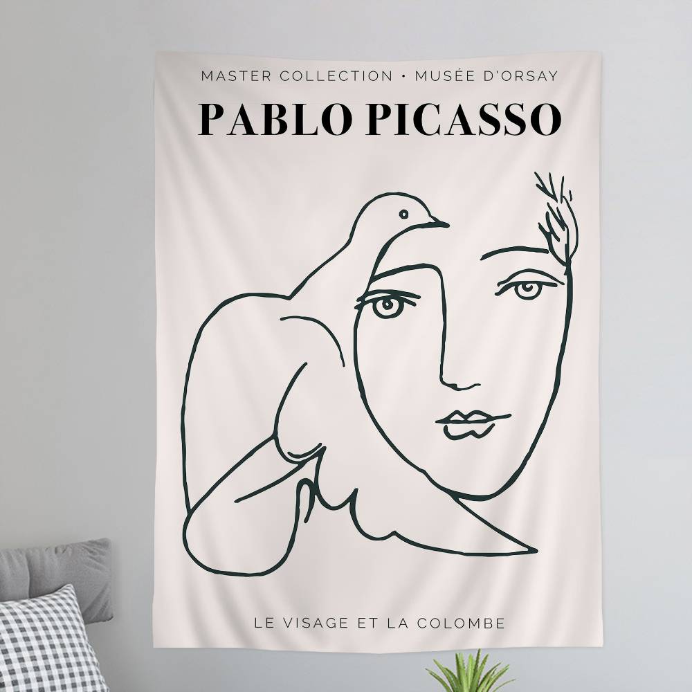 PPicasso Woman Anime Tapestry Hippie Flower Wall Carpets Dorm Decor Wall Hanging Home Decor