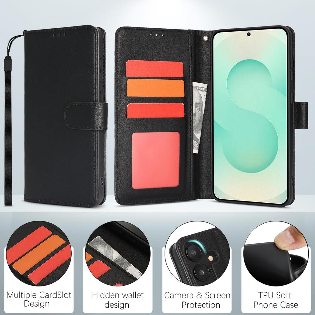 For Samsung Galaxy A36 5G Case RFID Blocking Flip Leather Phone Cover with Wrist Strap
