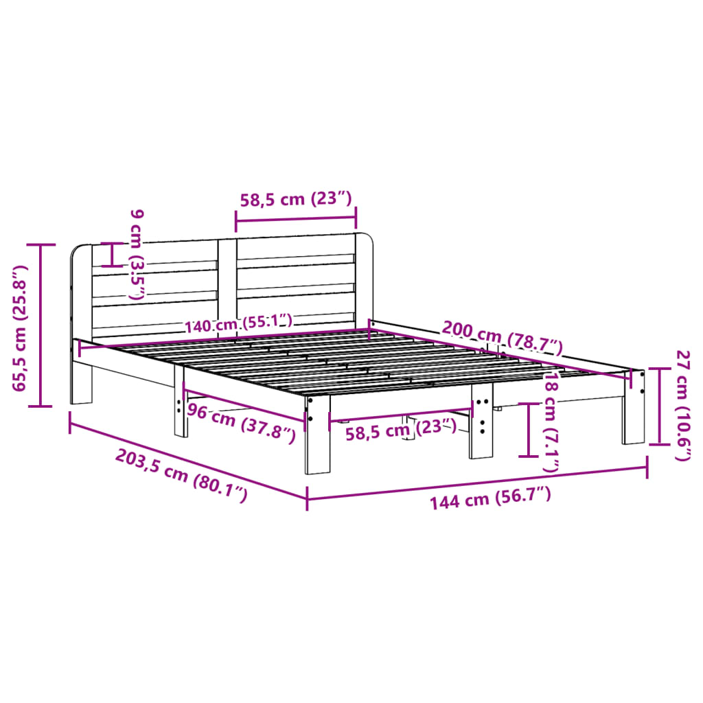 Solid Wood Bed without Mattress White 140 x 200 cm Pine Wood