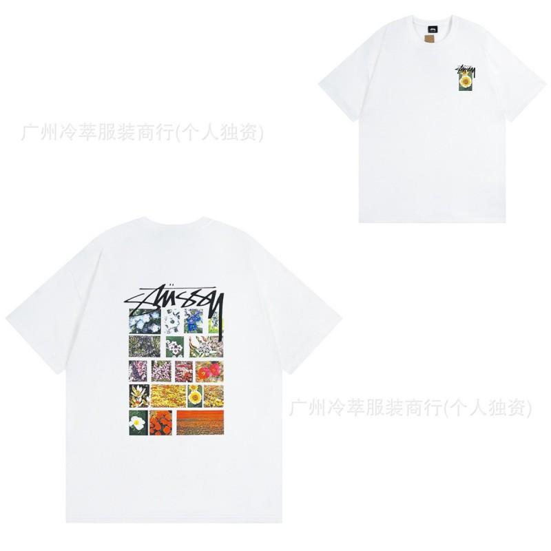 STU American Vintage Graphic T-Shirt Couples White Collection Short Sleeve Men Women Casual