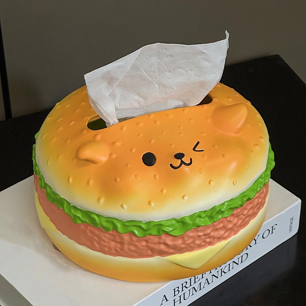 Figure Model Burger Dog Tissue Box Decorative Hamburger Fun Tissue Box  Home Decoration