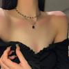 Ожерелье-чокер для женщин Двухслойное бусы Ожерелье Подарок для подруги Серебристый цвет Геометрическое ожерелье-ошейник Украшения