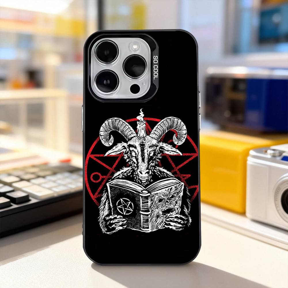 S-Сатанинская Адская Пентаграмма Чехол для Телефона Для iPhone 17,16,15,14,13,12,11,Pro,XS,Max,Plus,Mini,SE4,E IMD Матовый Черный