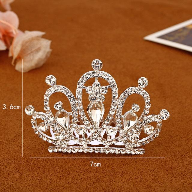 Kids Mini Crowns Hair Jewelry Coloful Shining Crystal Hair Combs Small Tiaras Girls Birthday Party Princess Hair Ornaments