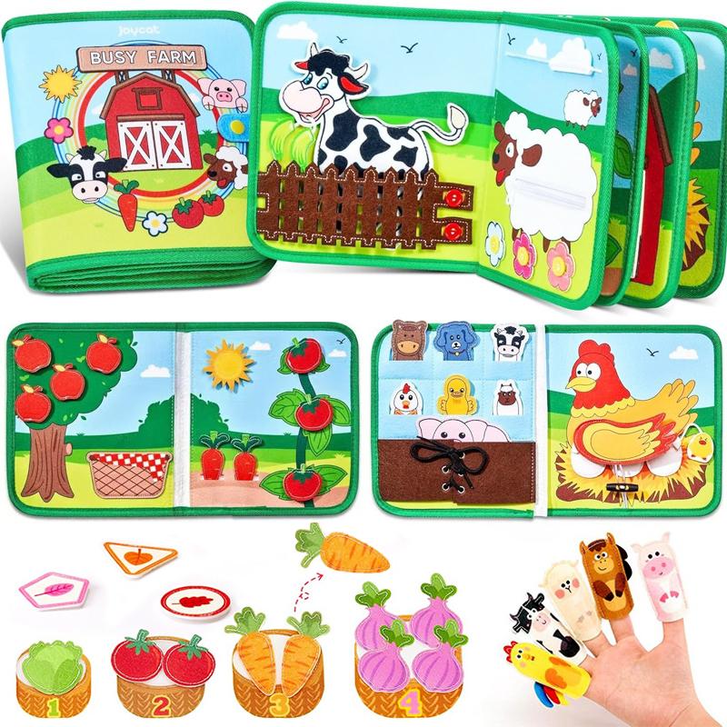 Montessori Toys Busy Book for Toddlers Farm Animal Storytelling Busy Board Kids Fine Motor Early Education Toys Travel Gifts