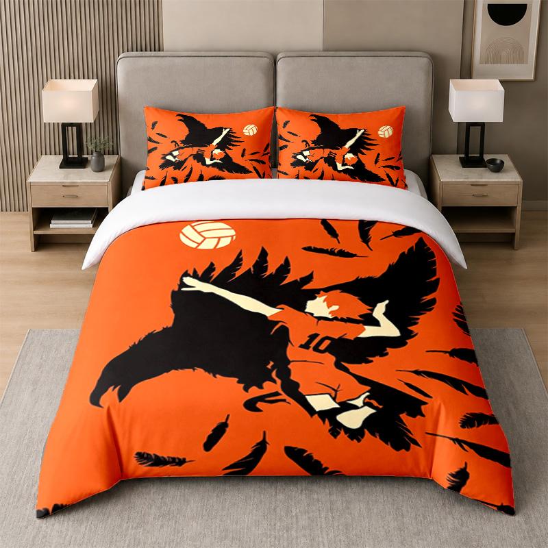 3Pcs Bed Set,Haikyuu 1 Duvet Cover and 2 Pillowcases, Printed Bedding Decor For Guest Room
