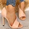 Мода 2025 Босоножки Женская обувь Летние Женские Каблуки Открытый Носок Большой Размер Костюм Женский Бежевый Новый Комфорт Закрытый Девушки Мода Шпилька П