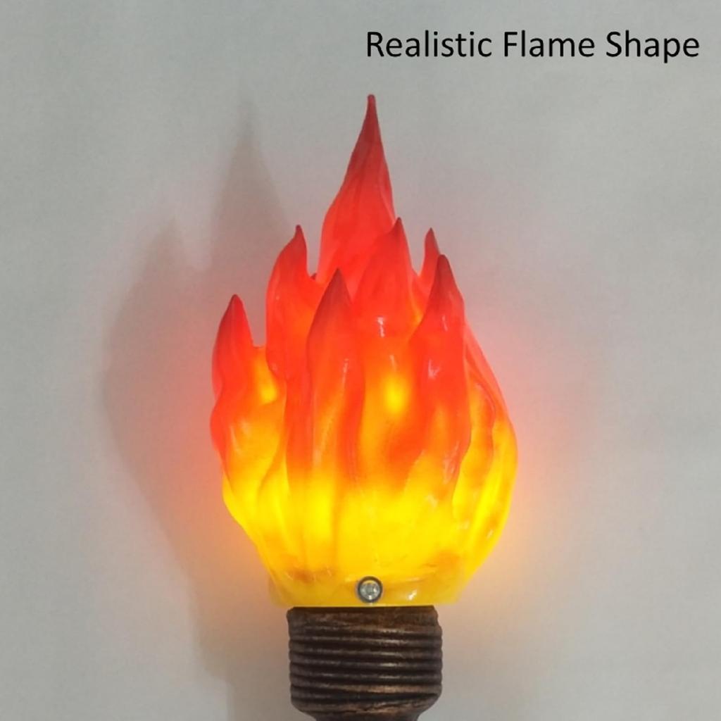 Handheld Torch Prop LED Light,18.05inch Long,Realistic Flame Torch For Games Themed Party Camping Halloween Easter,Resin Lampshade And Retro Handle