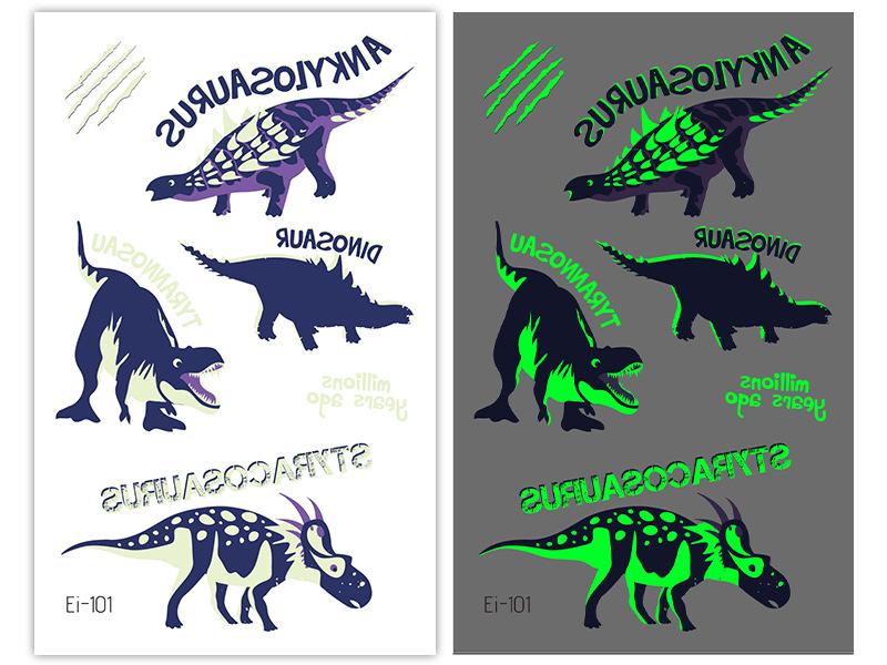 Новые светящиеся наклейки-тату динозавра, детские забавные светящиеся наклейки с героями мультфильмов, наклейки-татуировки