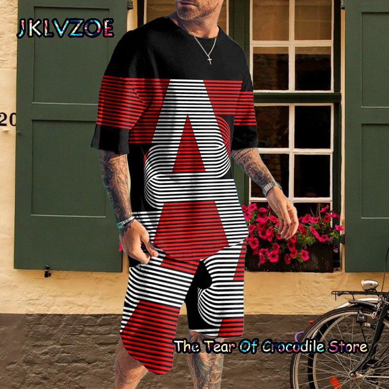 Новые модные летние мужские комплекты для бега, футболка с короткими рукавами, шорты, мужской спортивный костюм, толстовка с 3D принтом и забавным лицом, одежда