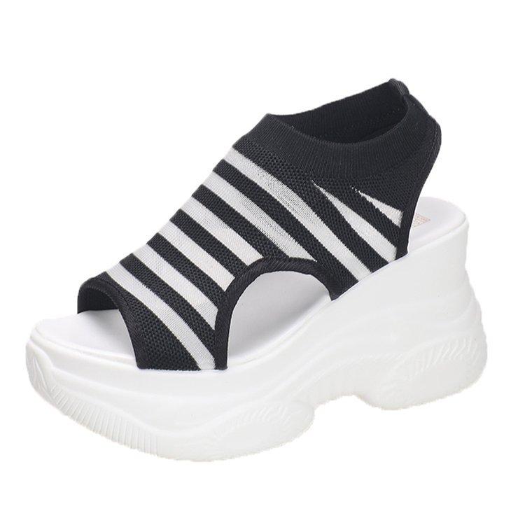 Большие сандалии на платформе женские летние сетчатые дышащие босоножки с застежкой-молнией на танкетке с покрытием для стопы спортивные сандалии женские