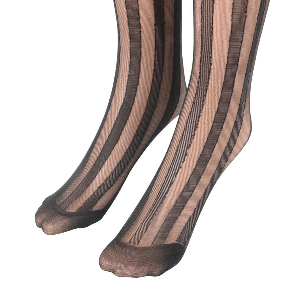 Викторианская Лолита Женщины Девушка Сексуальные Готические Колготки Колготки Вертикальные Полоски Чулки Черные