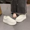 Niche Platform Leather White Shoes Women's 2025 Spring New Ins Versatile Sports Shoes Small Casual Board Shoes